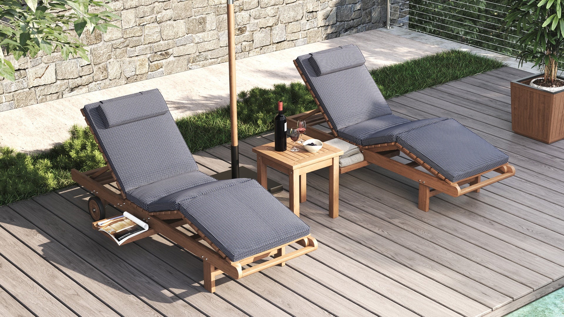 Motu Teak Sun Lounger
